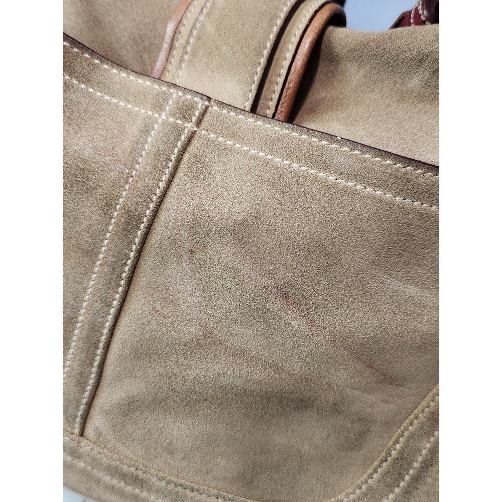 Vintage Coach Hamilton Hobo Shoulder Bag Suede Beige / Burgundy 705S-7472 - Picture 5 of 13